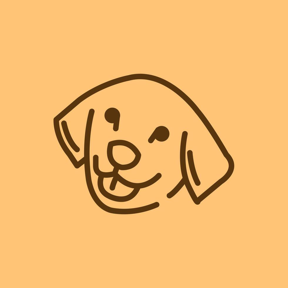 dog head smiling in orange background vector