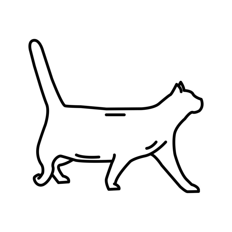 Walking cat from side outline cartoon vector