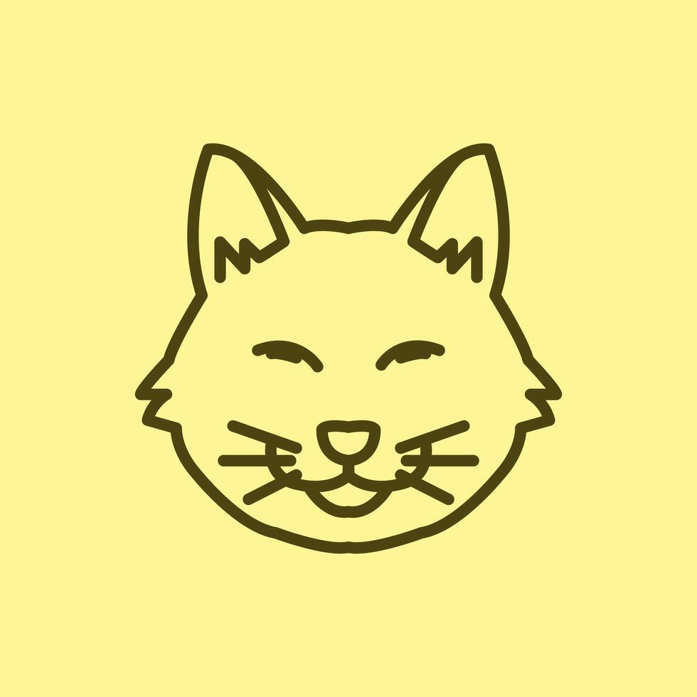 Smiling Cat head simple cartoon illustration vector