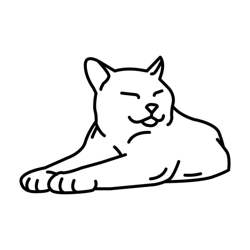 Sleepy outline simple cute cat vector