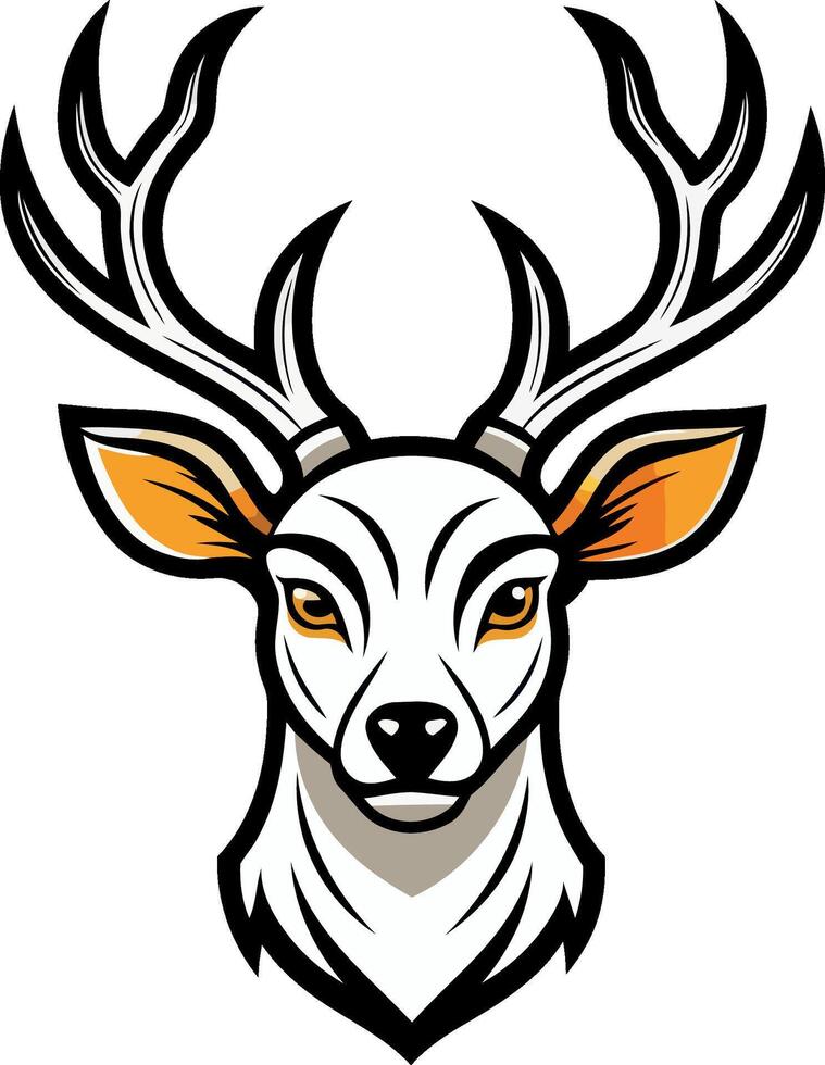 A deer head with horns on it isolated white background vector