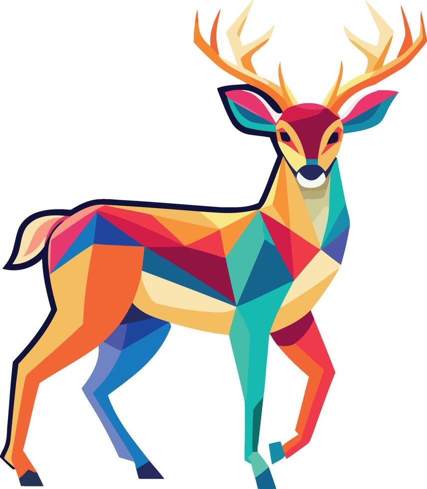 A colorful deer with geometric shapes on it vector