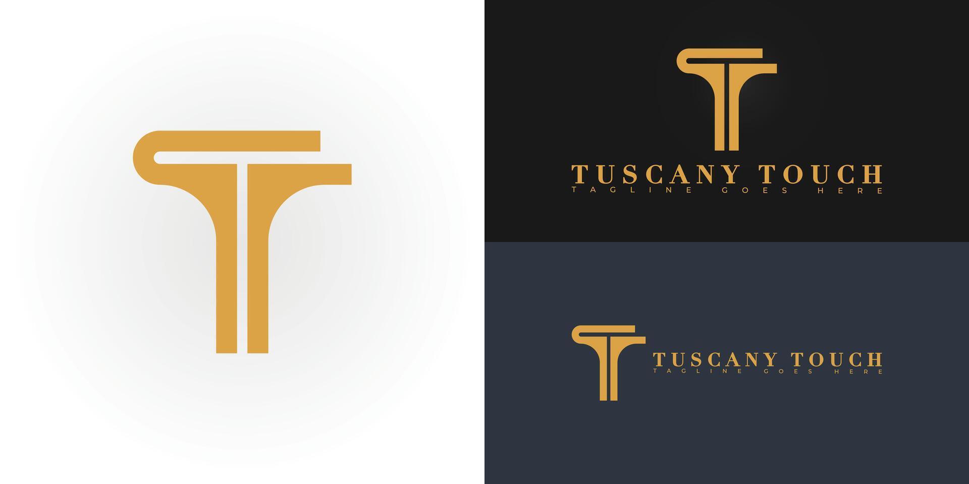 Modern initial letter T or TT logo in gold color isolated on multiple background colors. The logo is suitable for luxurious towel brand logo design inspiration templates. vector