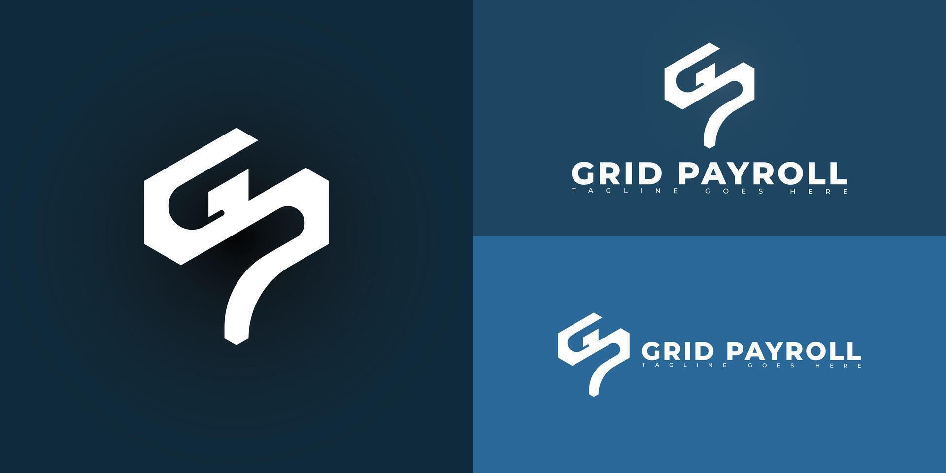 Modern initial letter GP or PG logo in white color isolated on multiple background colors. The logo is suitable for employee payroll system logo design inspiration templates. vector
