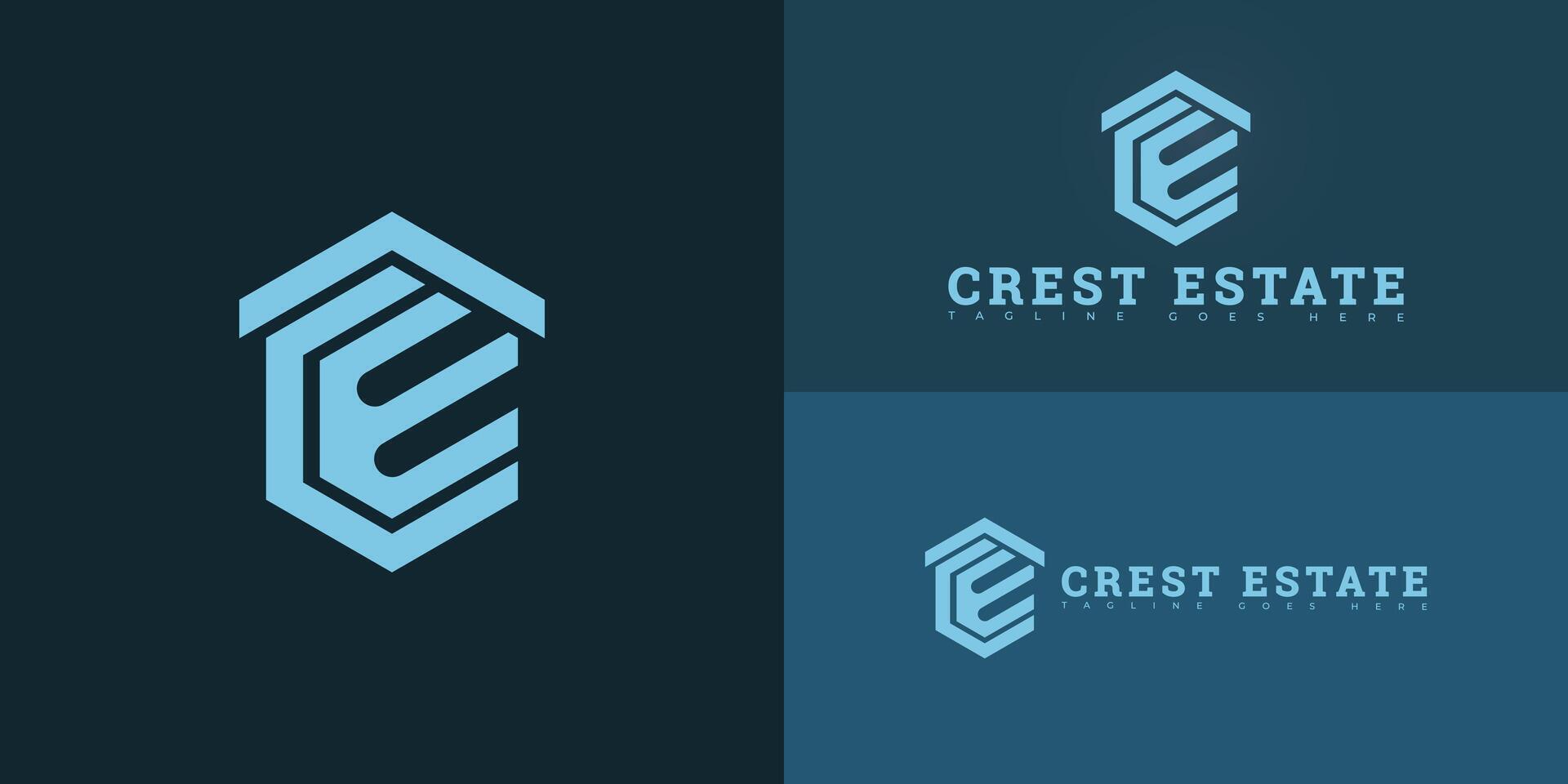 Modern hexagon initial letter CE or EC logo in blue color isolated on multiple background colors. The logo is suitable for property management company logo design inspiration templates. vector