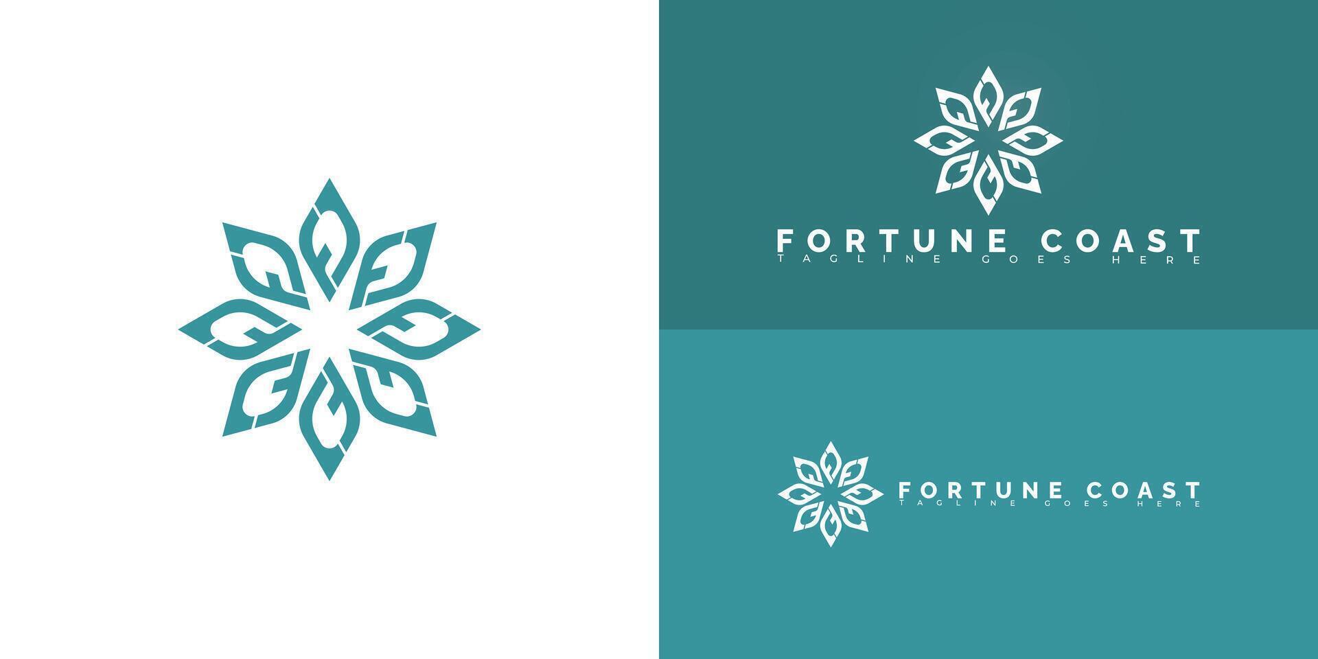 Modern spiral initial letter FC or CF logo in blue color isolated on black background colors. The logo is suitable for coastal real estate company logo design inspiration templates. vector