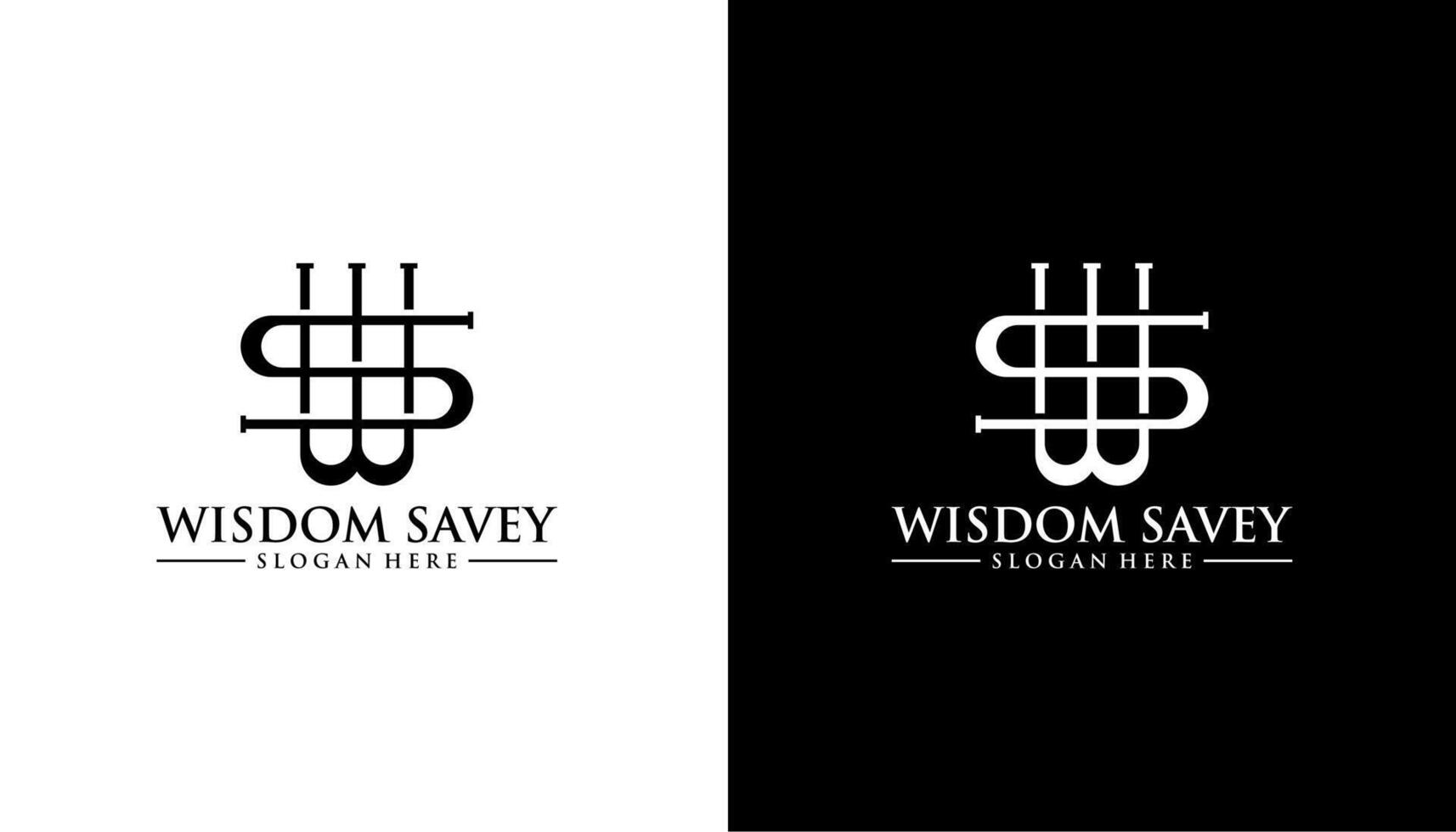 SW WS initial letter logo design on white and black background template vector