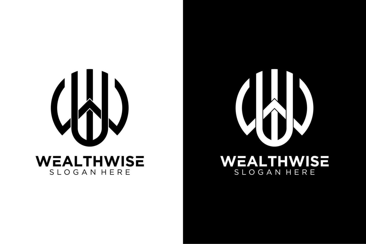 initial letter W alphabet in round logo. Abstract arrow shapes logo design illustration. Symbol, icon, creative. vector