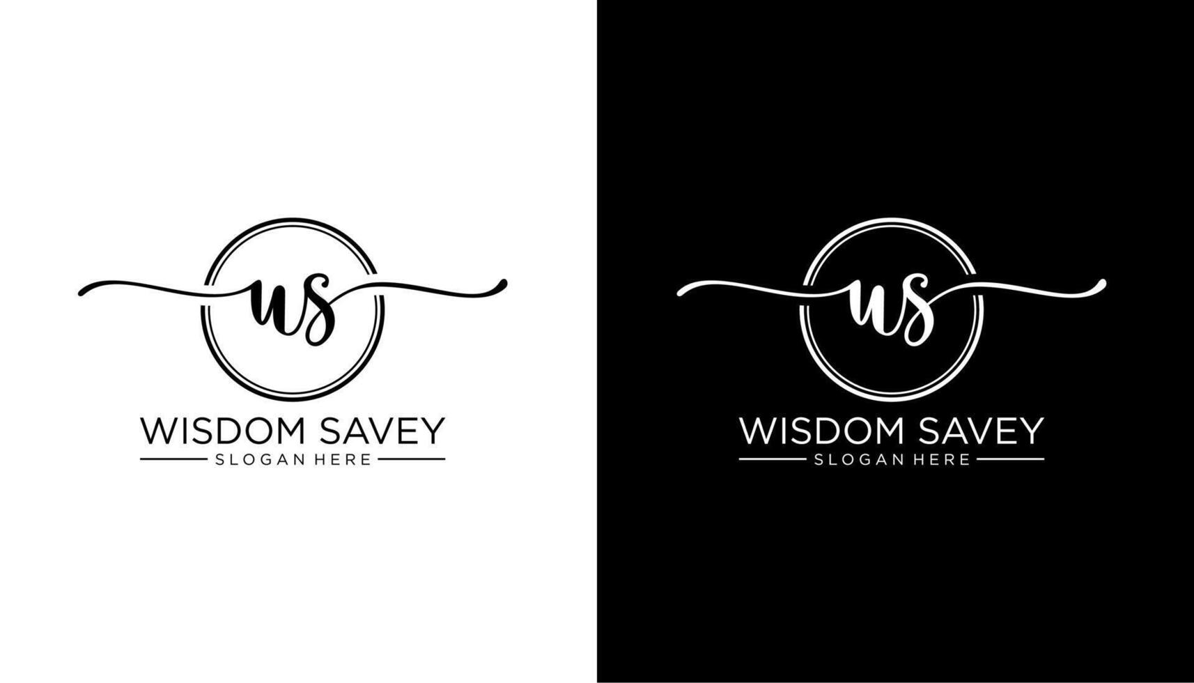 WS SW initial letter luxury logo design on white and black background. vector