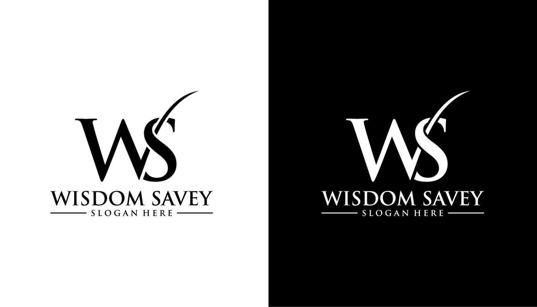 WS SW initial letter luxury logo design on white and black background. vector
