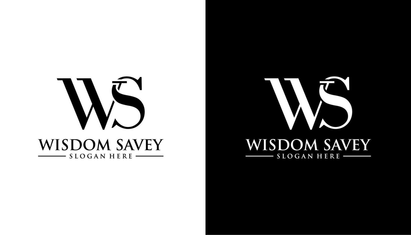 WS SW initial letter luxury logo design on white and black background. vector