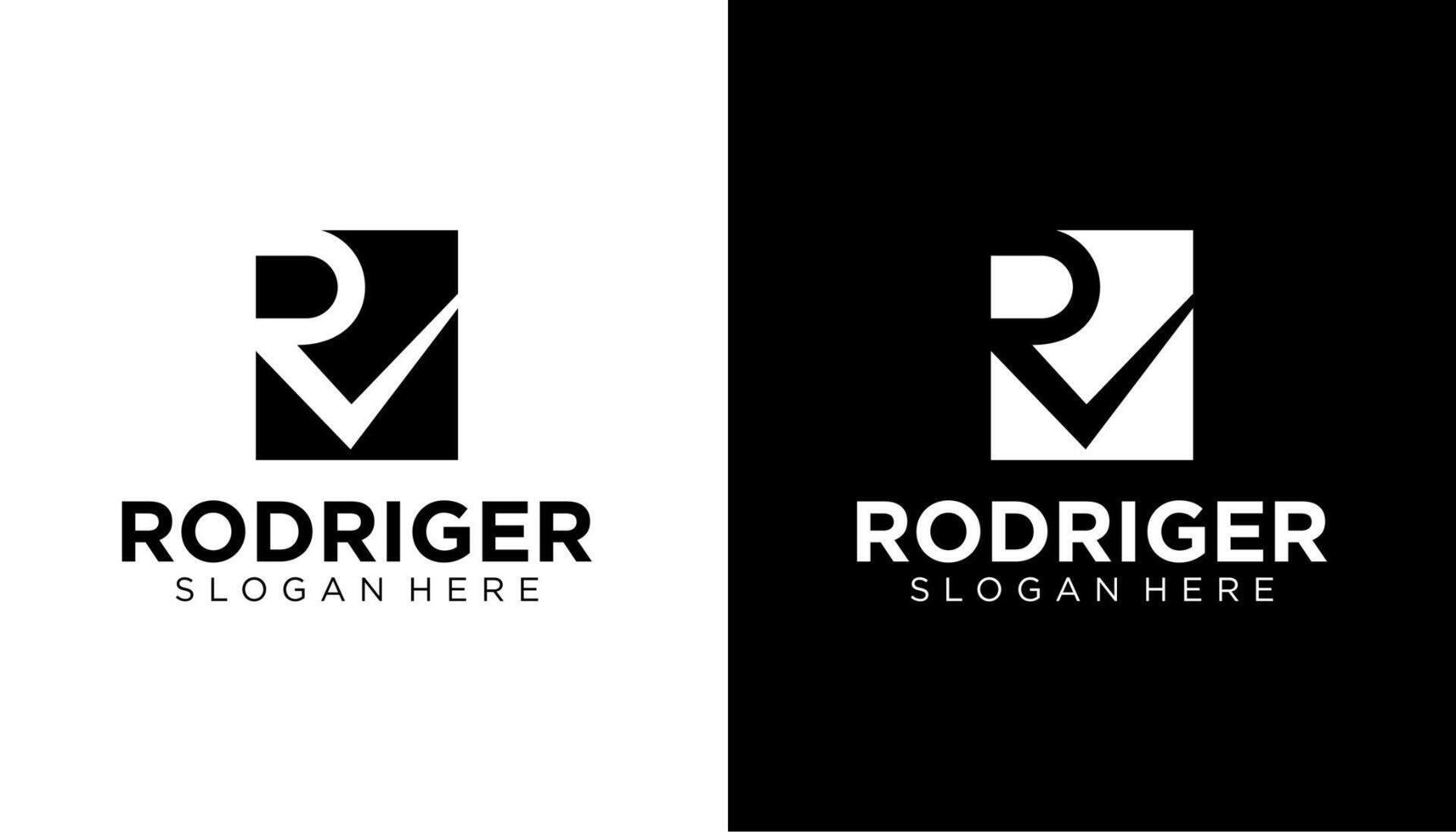 letter R check logo icon design in square template vector