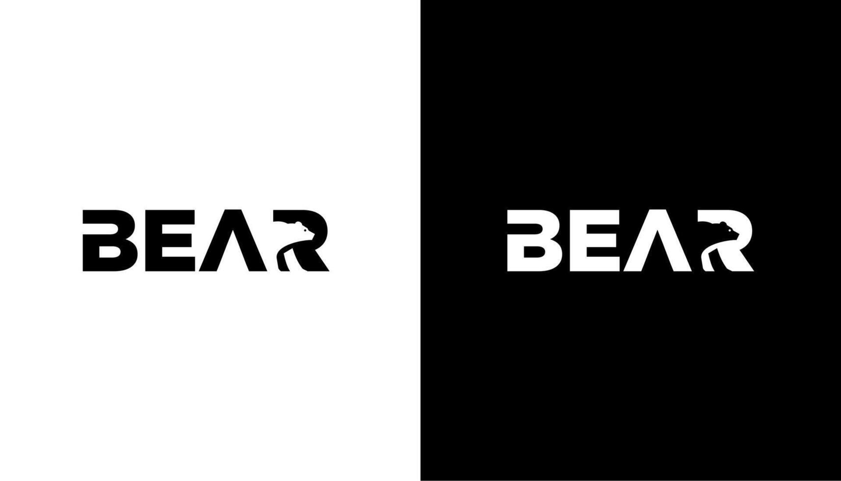 initial letter R negative space text bear logo design template vector