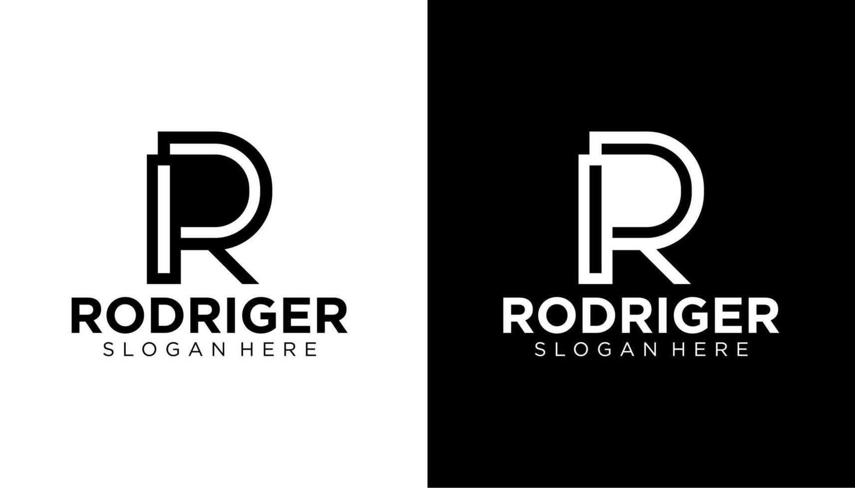 initial letter R logo. monogram letter R on white and black background. vector
