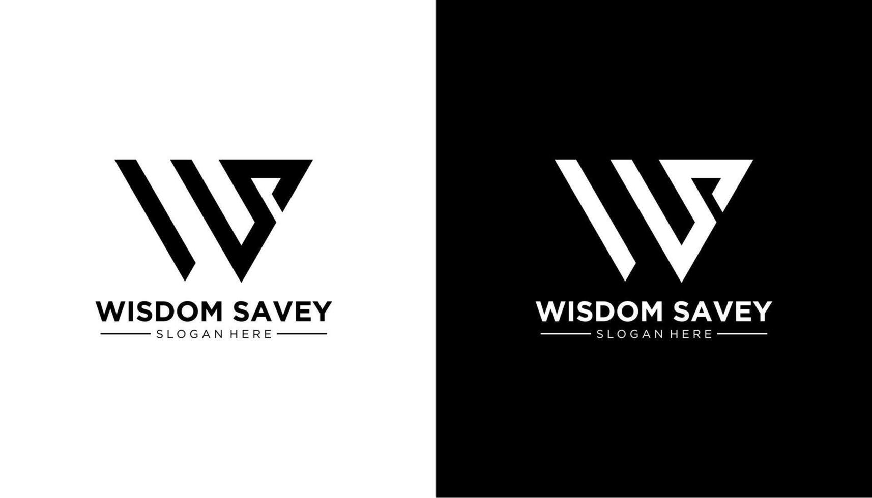 WS initial letter icon logo design on white and black background template element vector