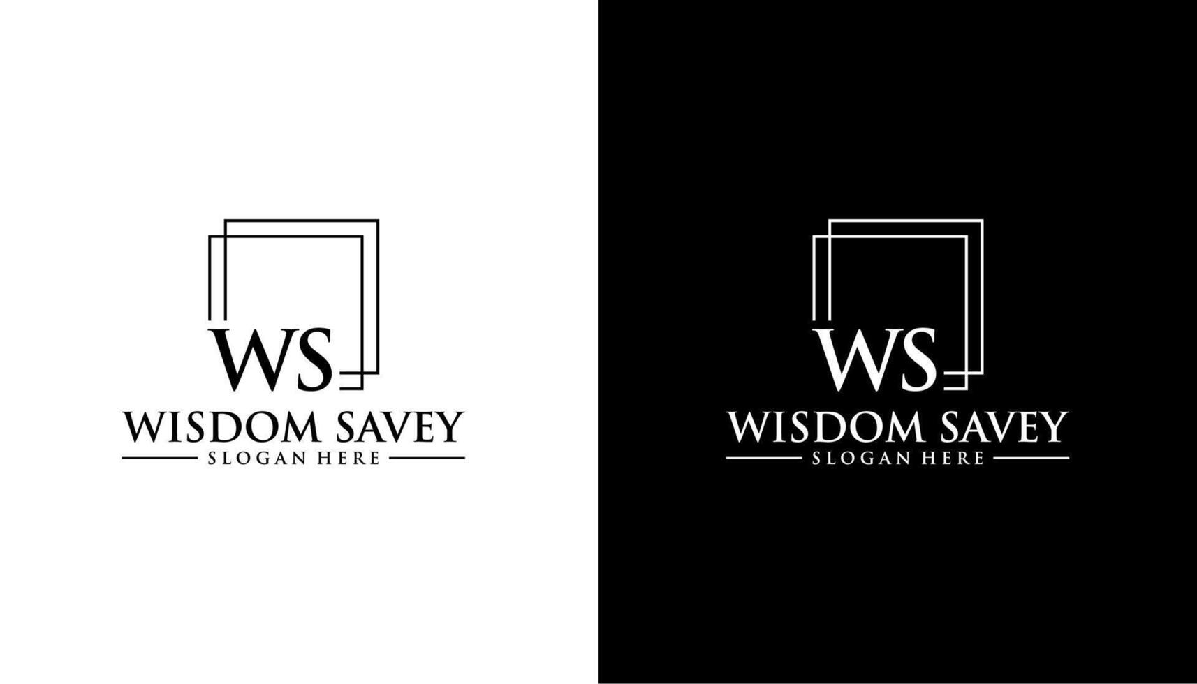 WS initial letter in square logo design template element vector