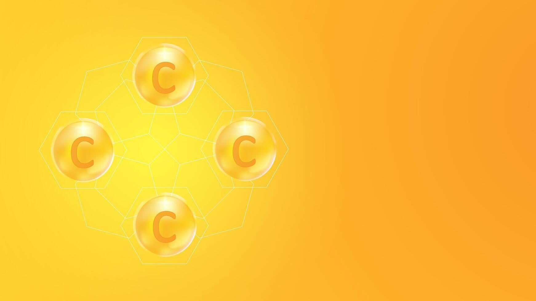 C vitamin concept orange background editable. vector