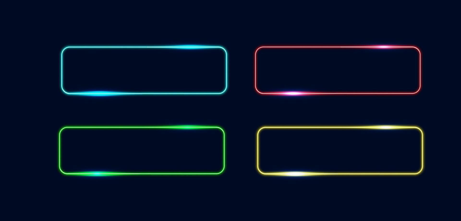illustration of neon rectangle frame or glowing frame lights purple. Abstract futuristic geometric shape and line vector