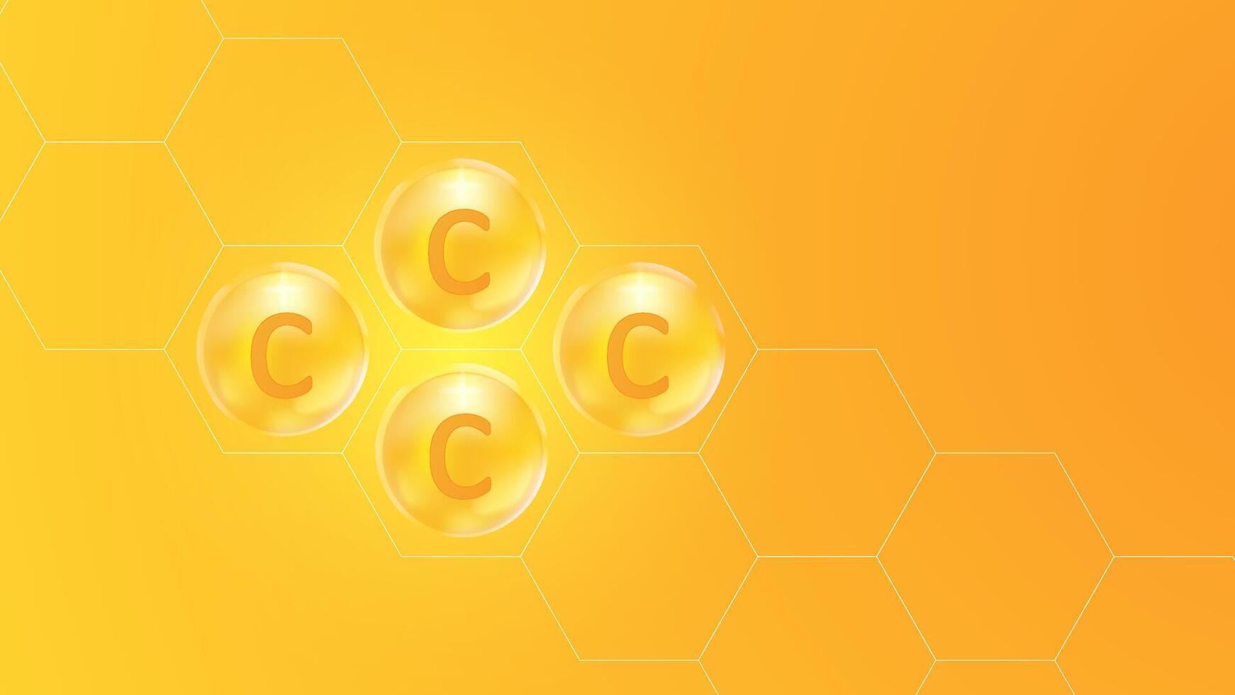 C vitamin concept orange background editable. vector