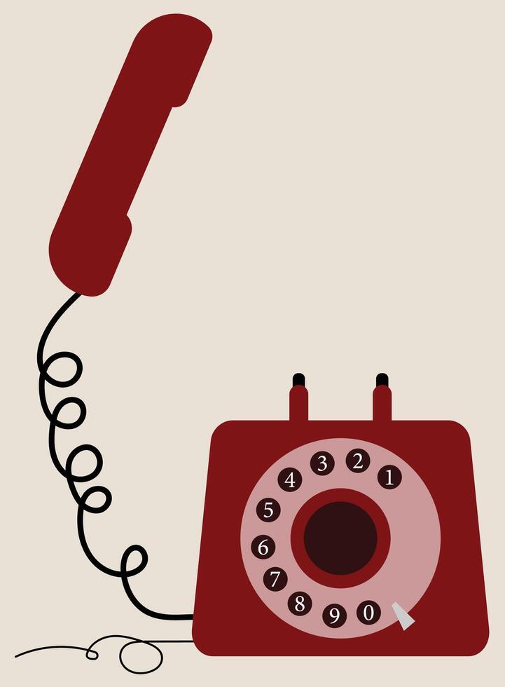 A rotary phone illustration, old phone, antique, vintage style, old communication method, decoration, antique home interior, antique furniture, suitable for icon and symbol and sign and social media vector