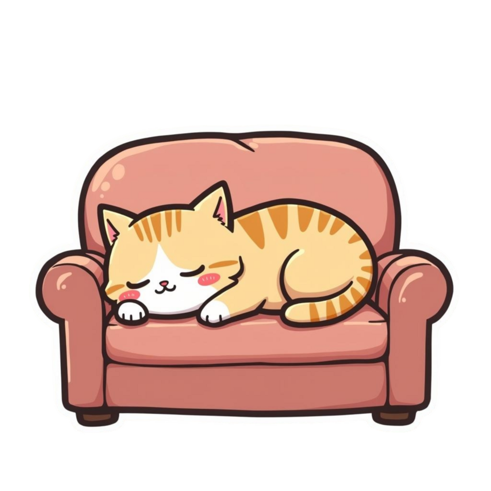 cute cat sleeping on top of a sofa png