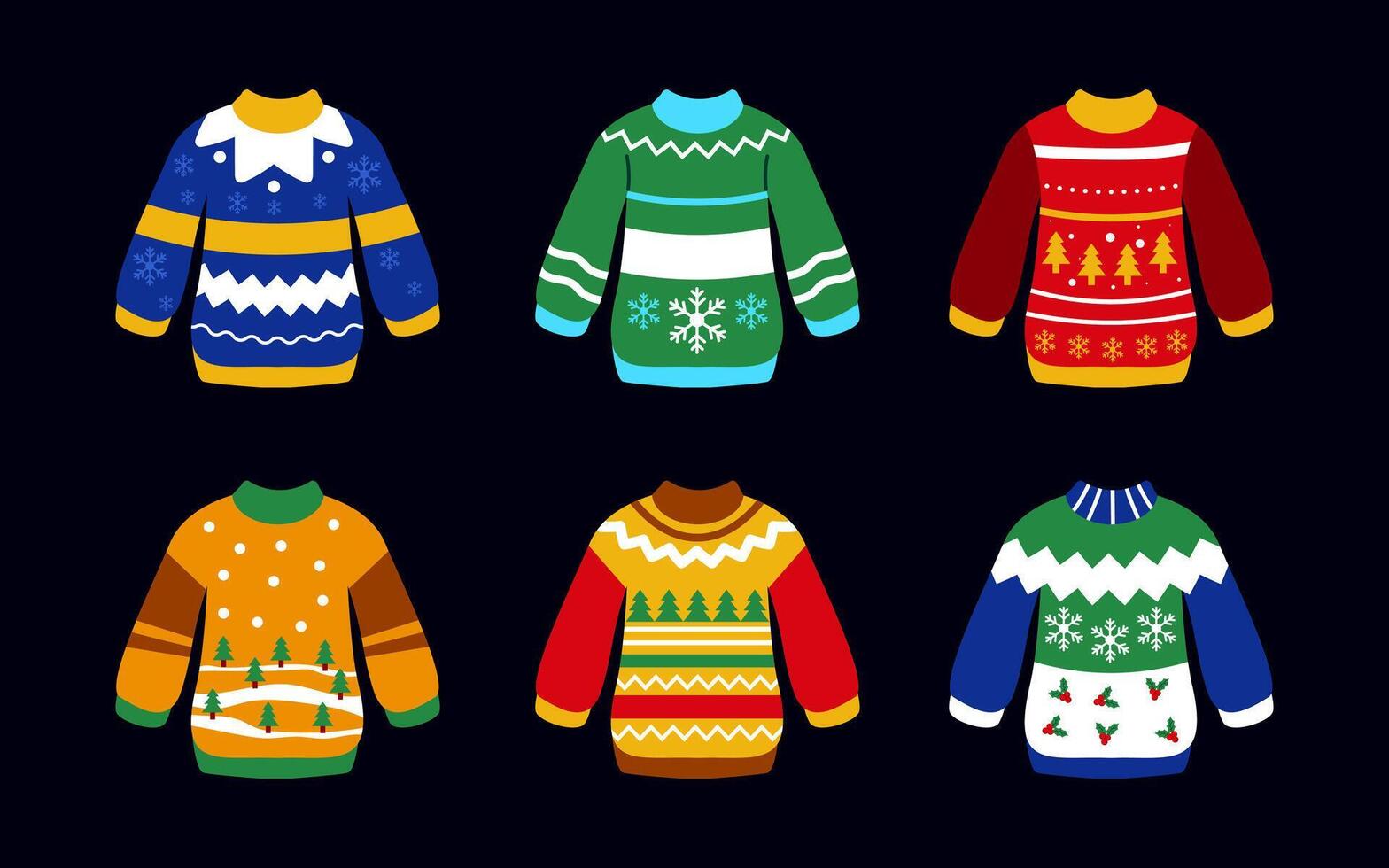 Hand drawn cute ugly sweater set collection vector