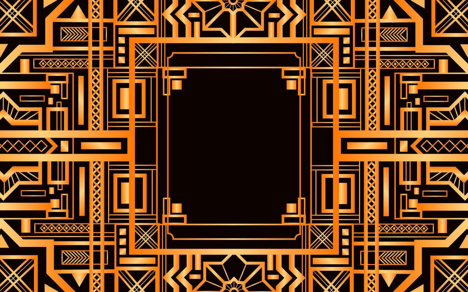 Golden symmetrical art deco background vector