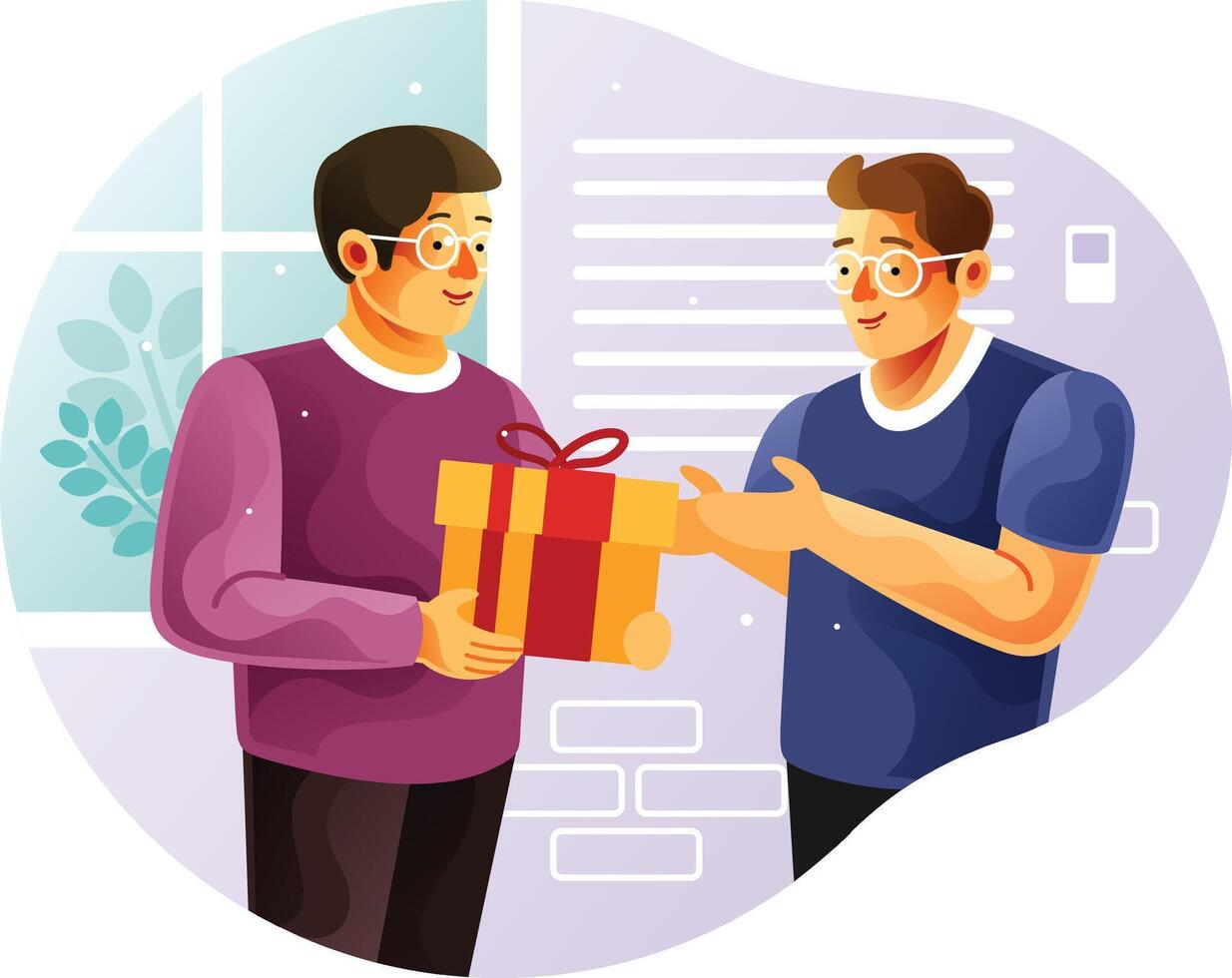 Give a gift box to a friend vector