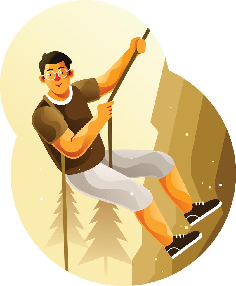 Rock climber climbing a cliff vector