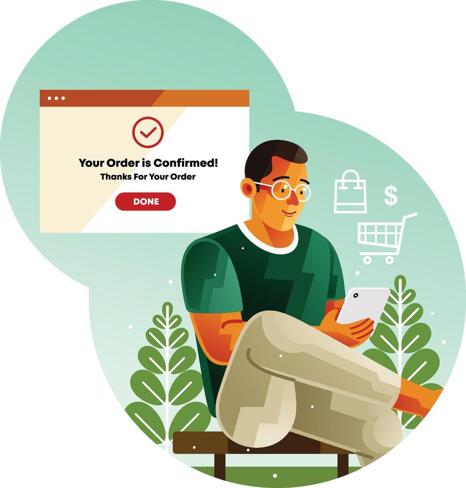 Complete order confirm with mobile payment vector