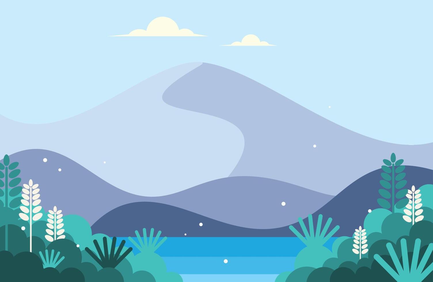 Lake in the center of a mountainous region vector
