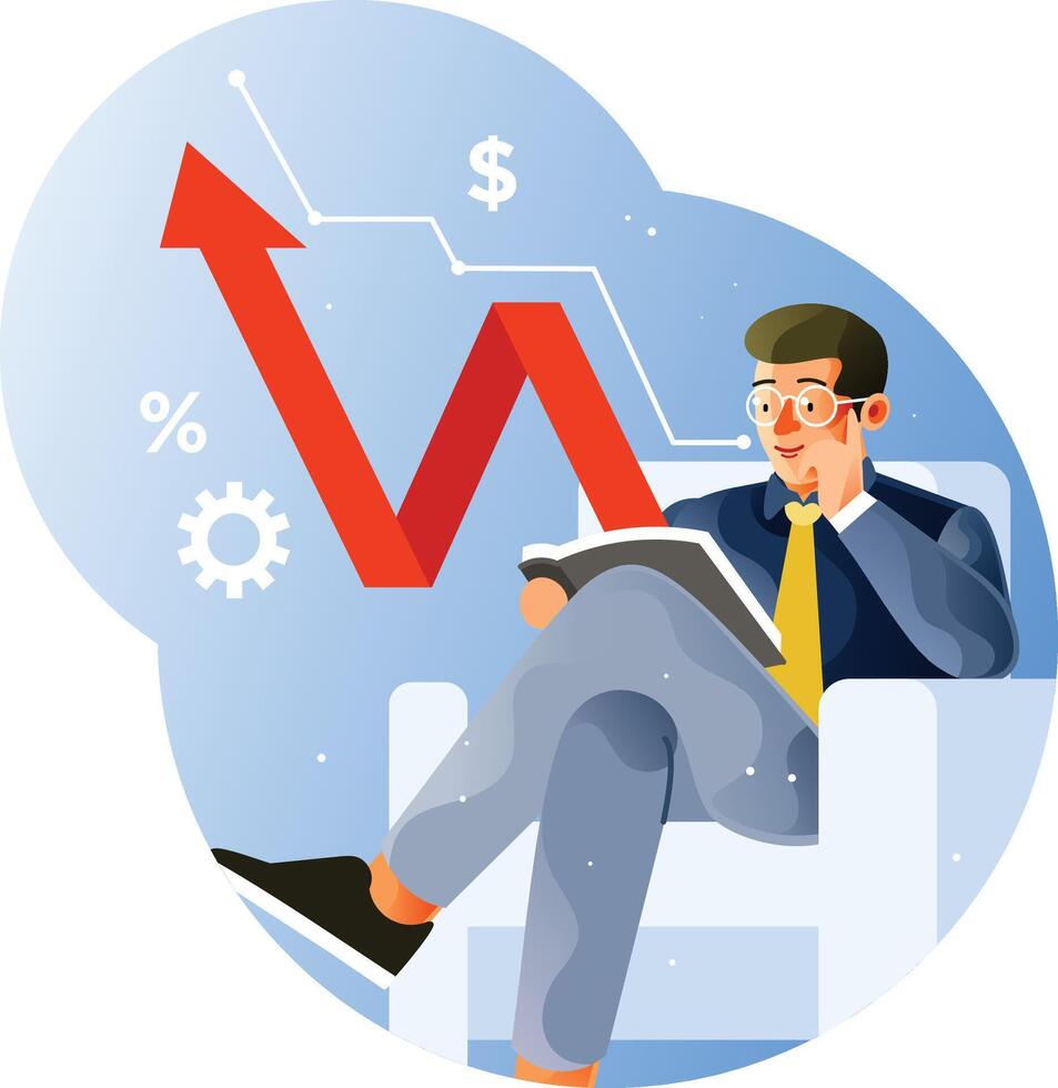 Entrepreneurs read the data to increase profits vector