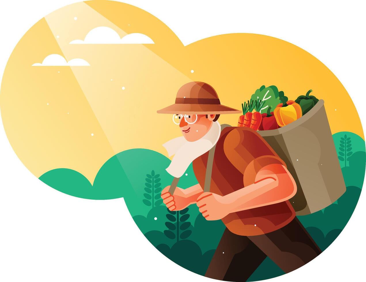 Farmers bring their crops of vegetables vector