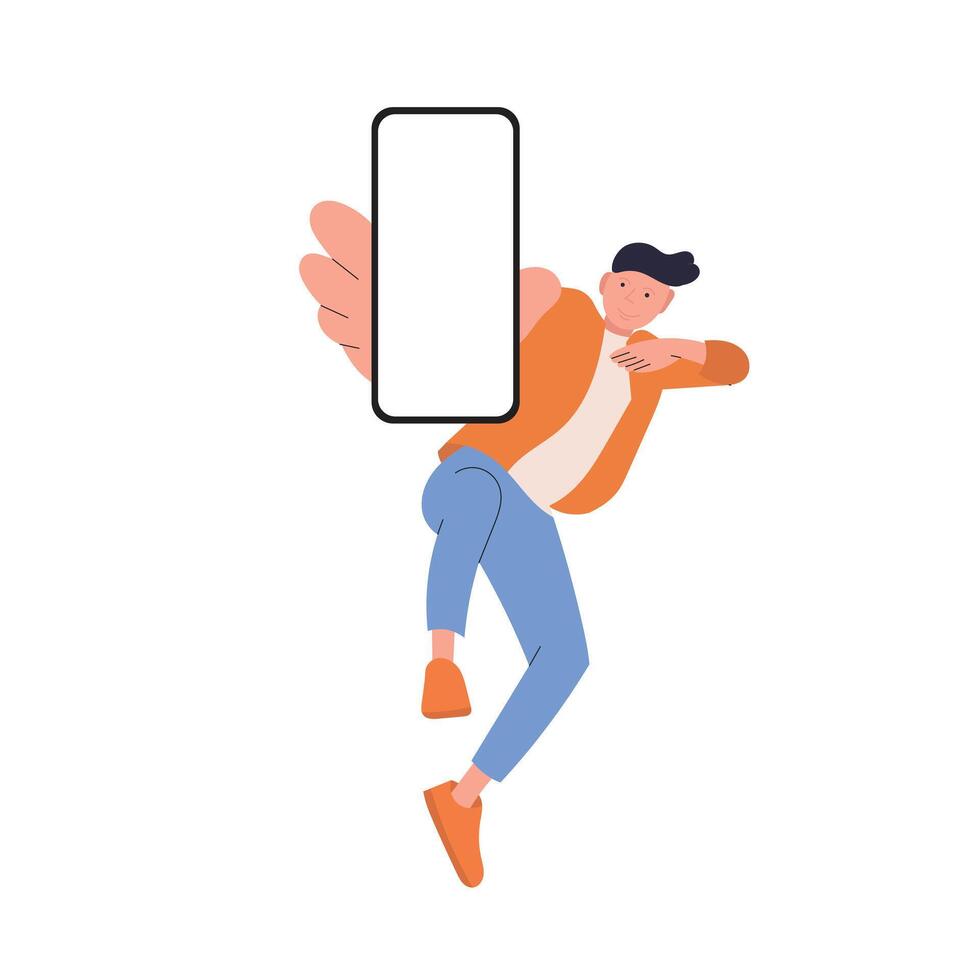 Illustration people showing handphone vector