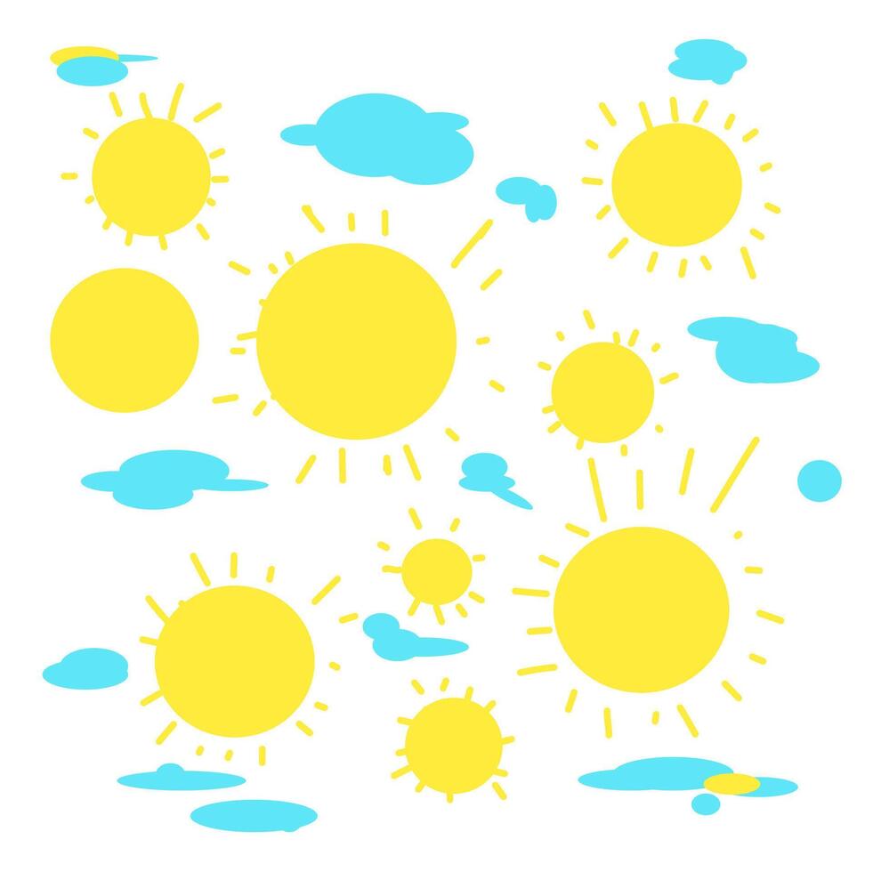 Sun rises in the summer, so much suns clouds with good vibes vector