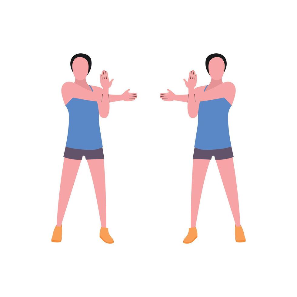 People stretching with blank background vector