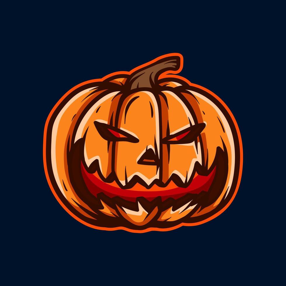 halloween pumpkin scary face art style sketch classic vintage design illustration vector