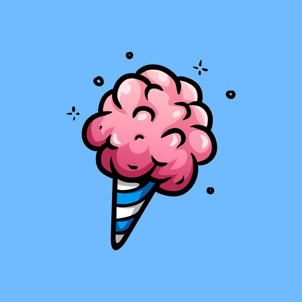 strawberry cotton candy fun line art style sketch classic vintage design illustration vector