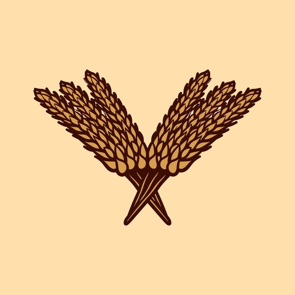 bunch of wheat art style sketch classic vintage design illustration vector