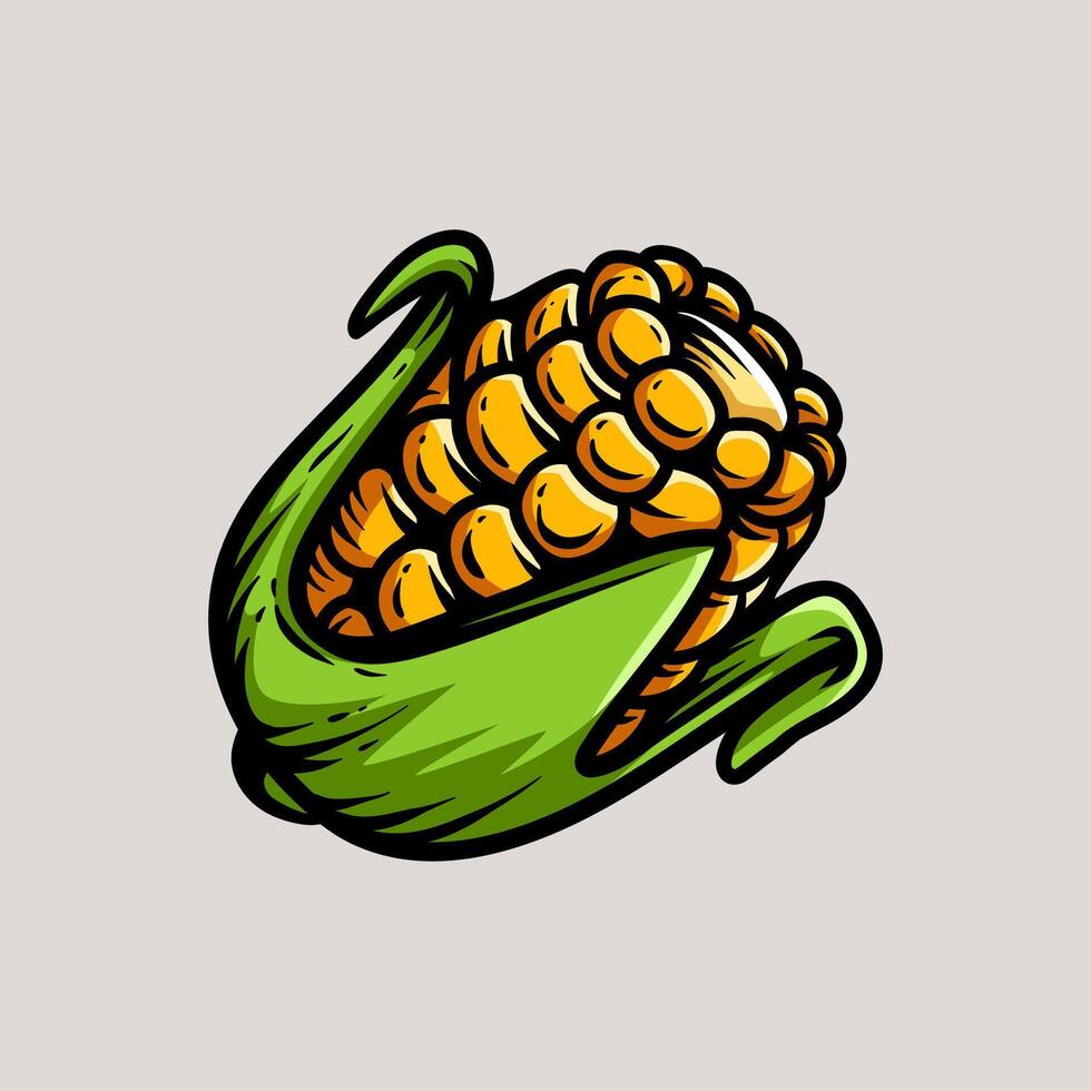 small corn line art style sketch classic vintage design illustration vector