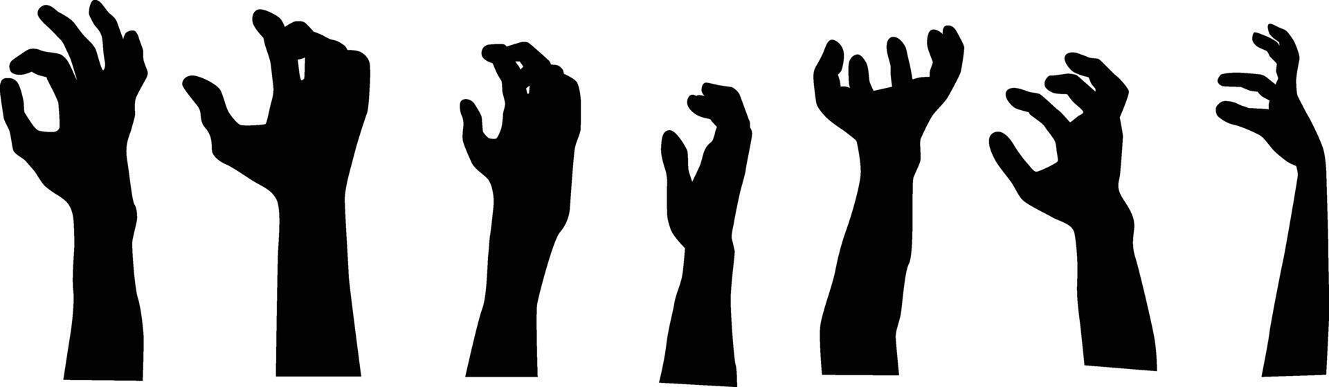 Zombie hand pose silhouette illustration vector