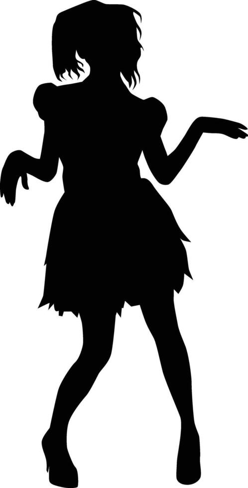 girl posing zombie full body silhouette vector