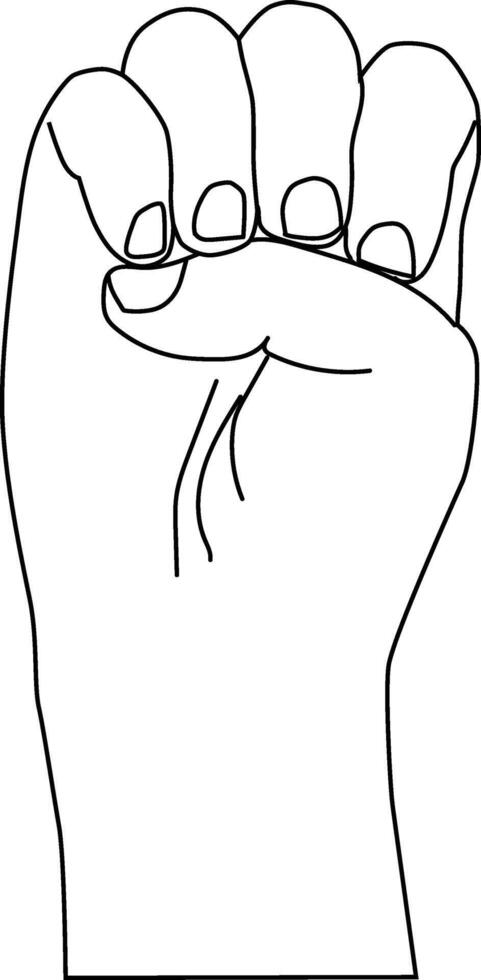 Hand drawn letter e sign language illustration. People hand gesture in outline style vector