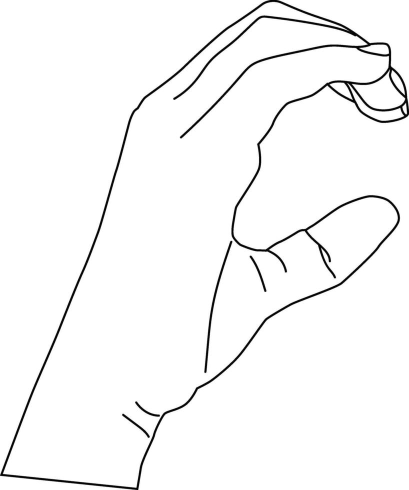 Hand drawn letter c sign language illustration. People hand gesture in outline style vector