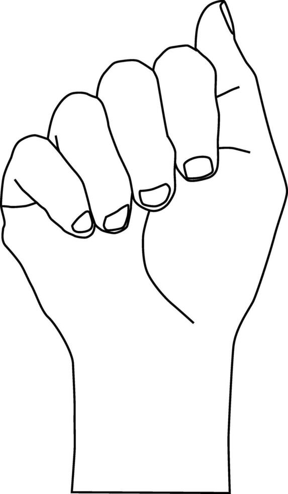 Hand drawn letter a sign language illustration. People hand gesture in outline style vector
