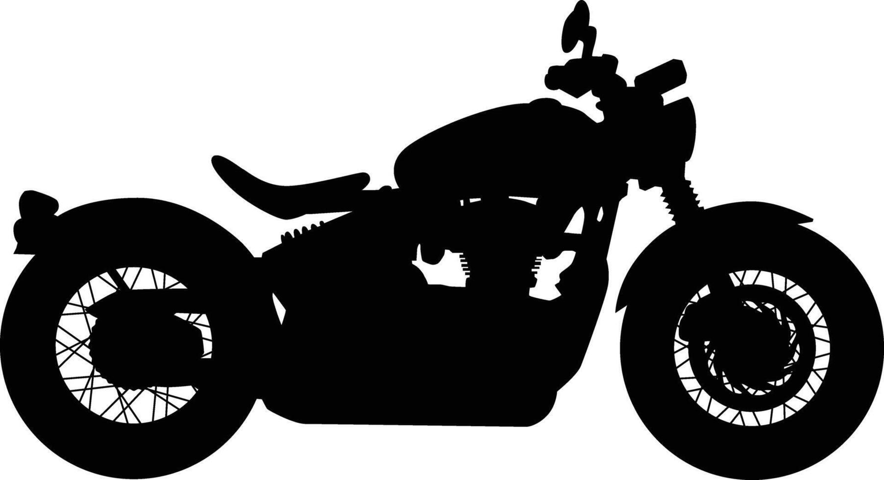 Bobber style motorcycle side view silhouette illustration vector