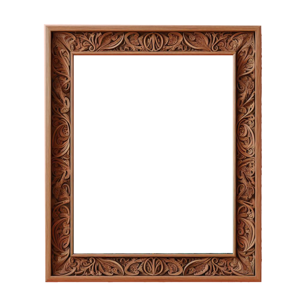 wooden frame with floral corner design png