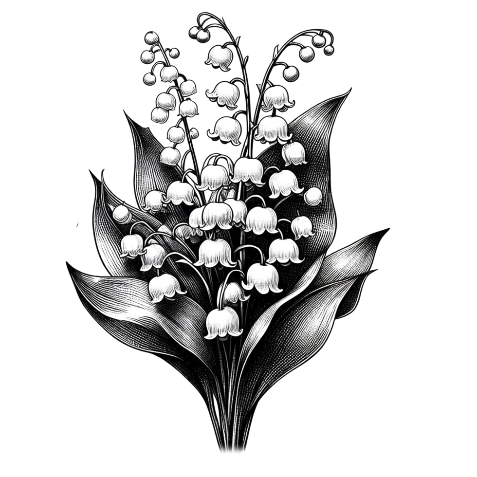 lily of the valley flower drawing png