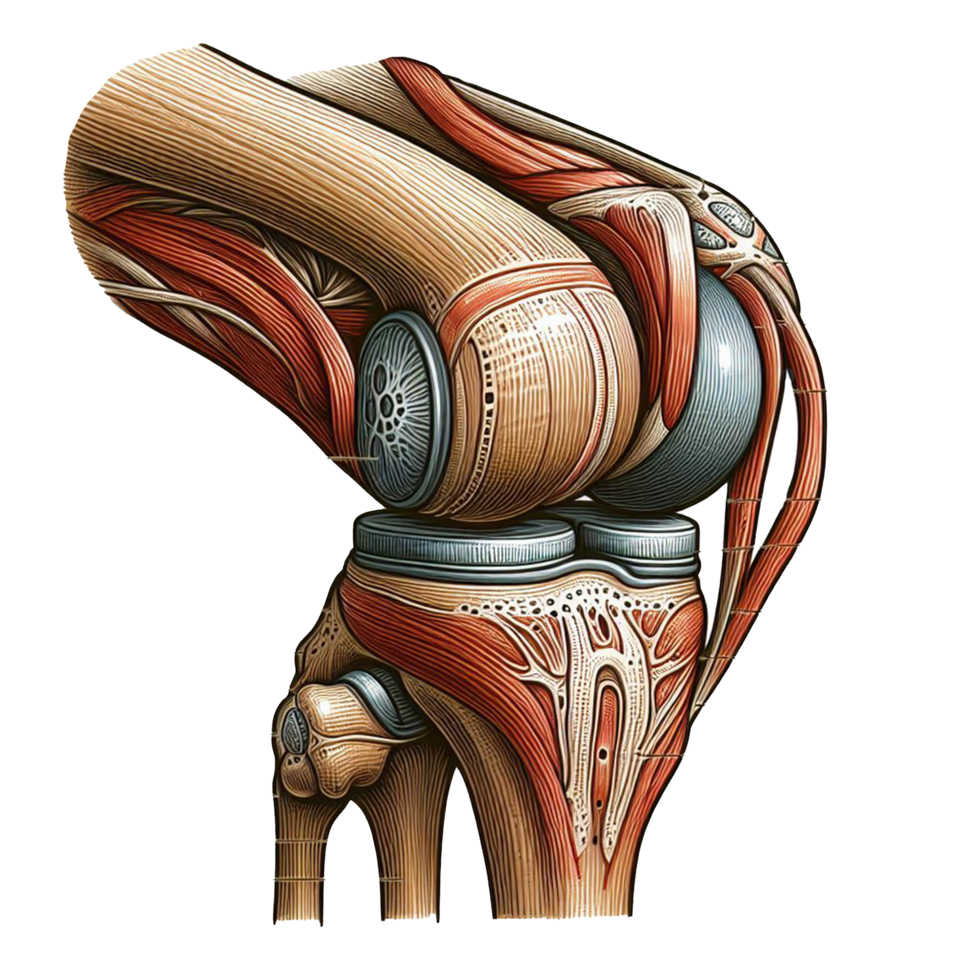 knee joint with muscles and ligaments png