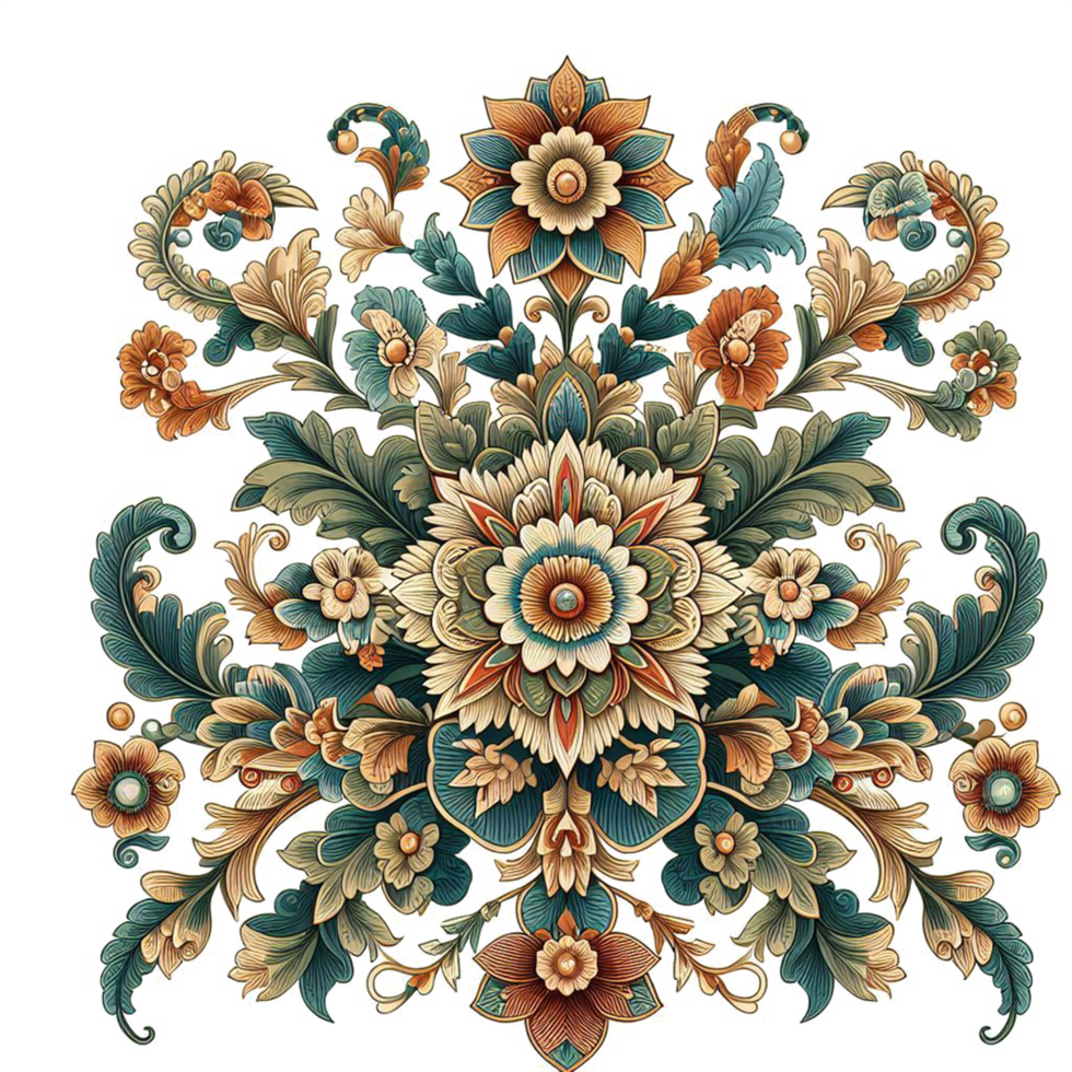 a floral pattern in the style of a baroque painting png